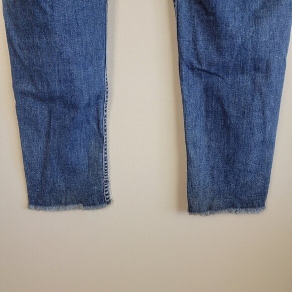 Hudson Cat Skinny Mid Rise Medium Wash Crop Step Hem Frayed Flap Pocket Jeans 30 - Picture 12 of 16
